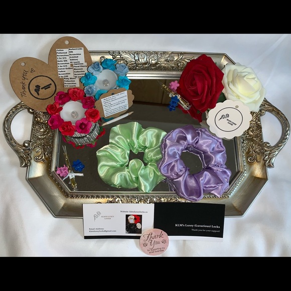 Mint Green Lavender Satin Silk Scrunchie Bundle - Picture 2 of 2